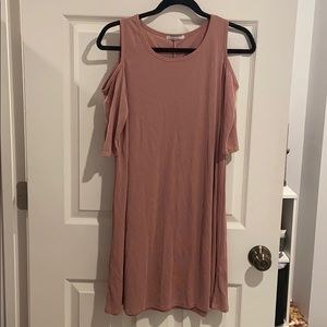 Cut out shoulder dress.